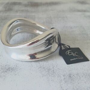 E&L Sterling Silver Sculptural Statement Statement Electroform Bracelet Israel